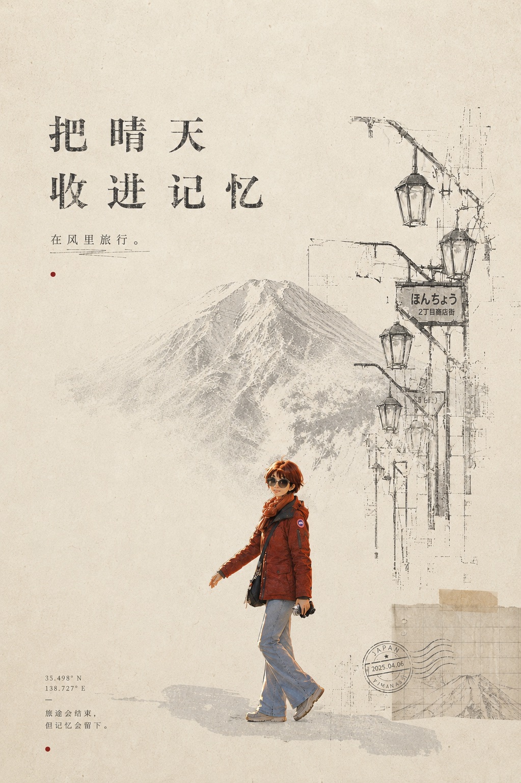 漫画《把晴天收进记忆》：在风里旅行。